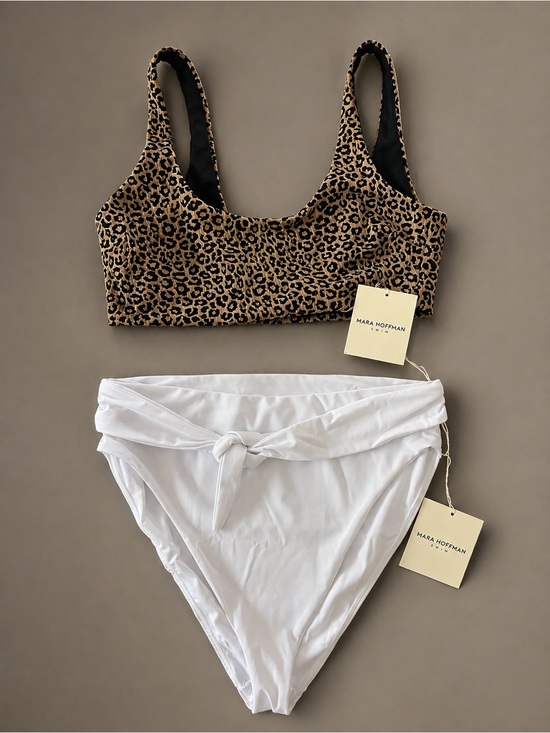 Mara Hoffman Other - Mara Hoffman Lira Leopard Top + Goldie White Bottom Bikini Set XL